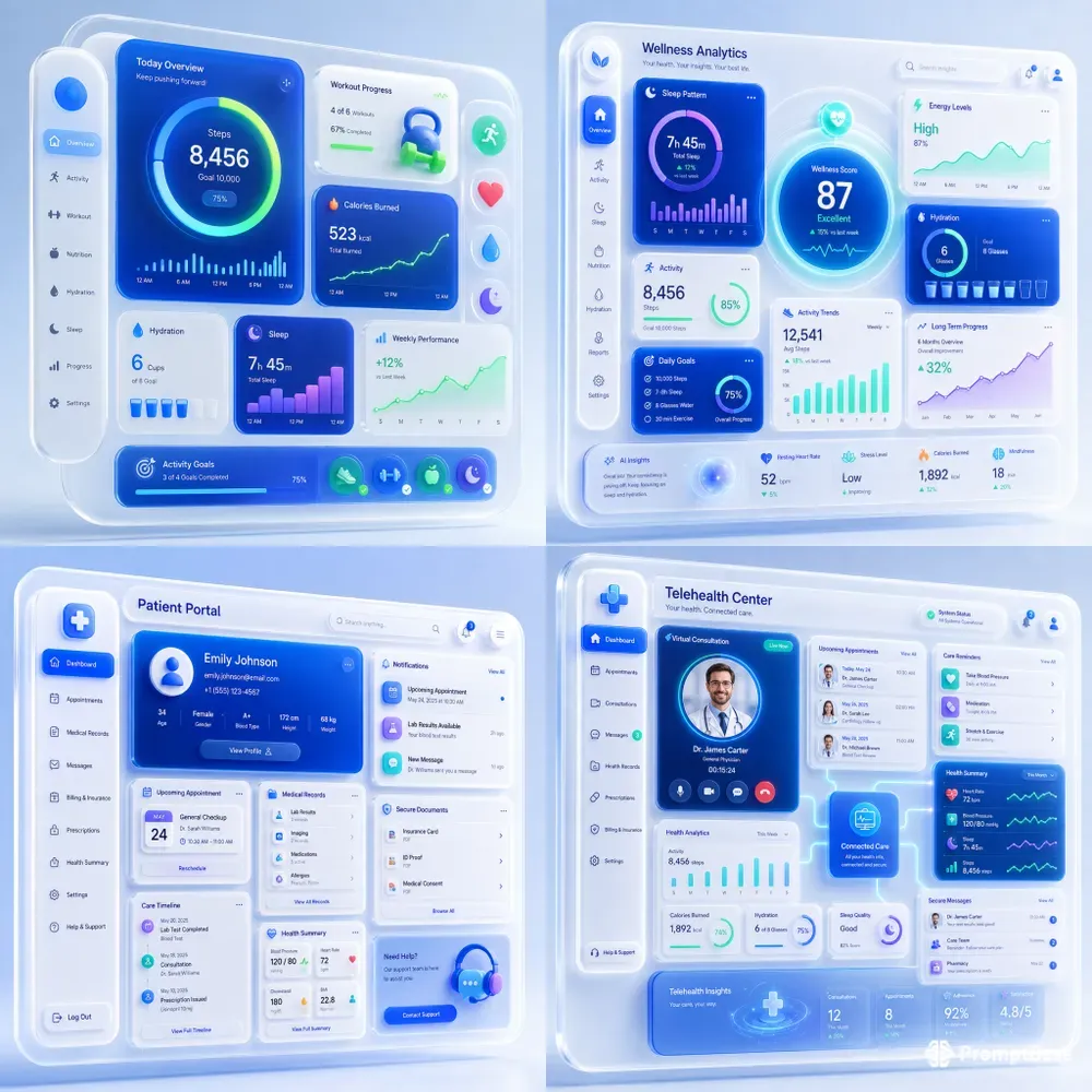 Premium 3D Healthcare Dashboard UIs