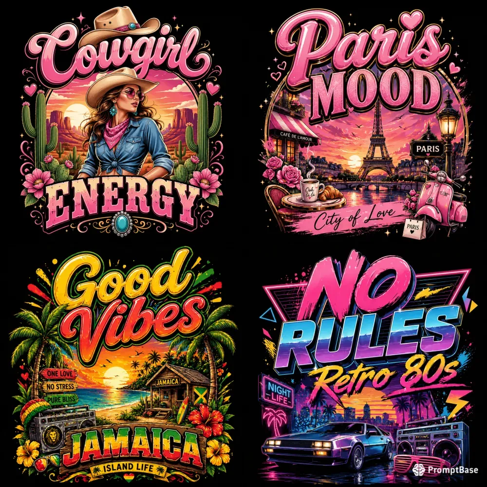 Vibrant Graphic Tshirt Designs With Text