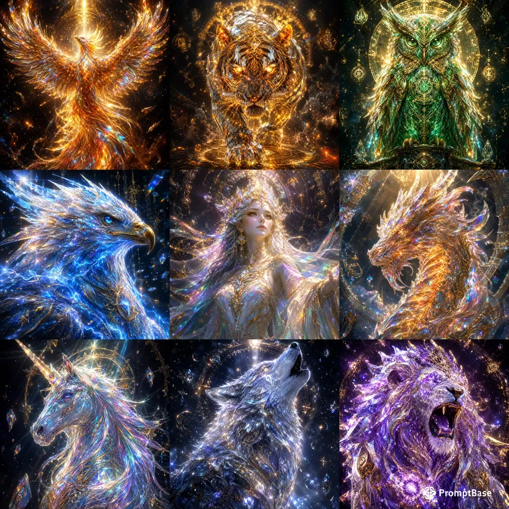 Glowing Crystal Energy Animals
