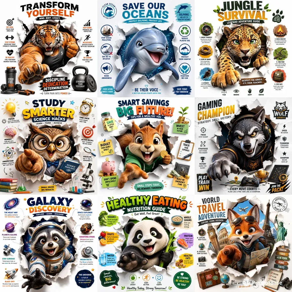 3D Breakthrough Animal Posters