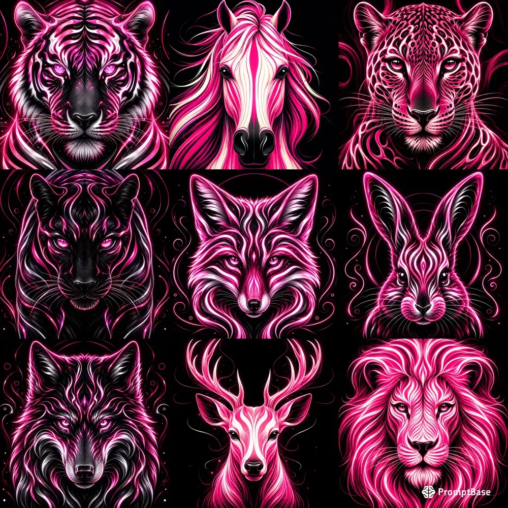 Hot Pink Neon Animal Illusion Collections