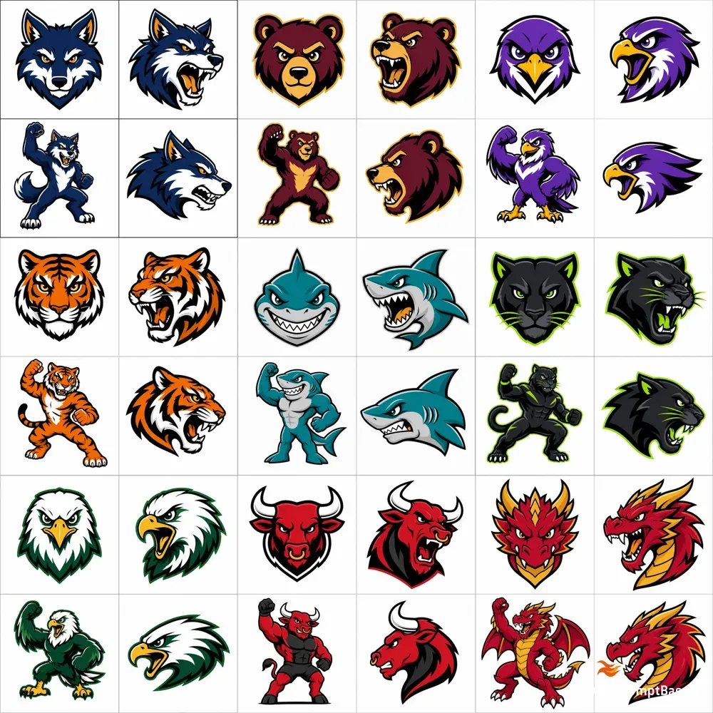 Cartoon Animal Mascot Logo Sheets