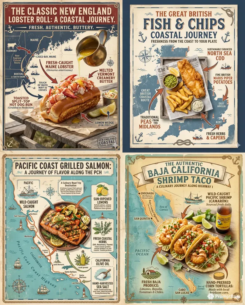 Coastal Seafood Travel Infographics
