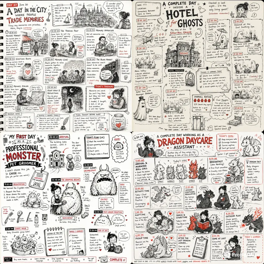 Handdrawn Story Journal Generator