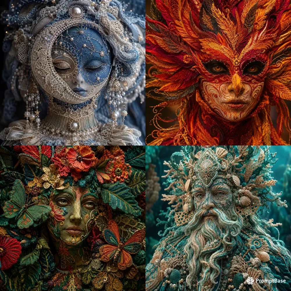 Intricate Textile Mask Portraits
