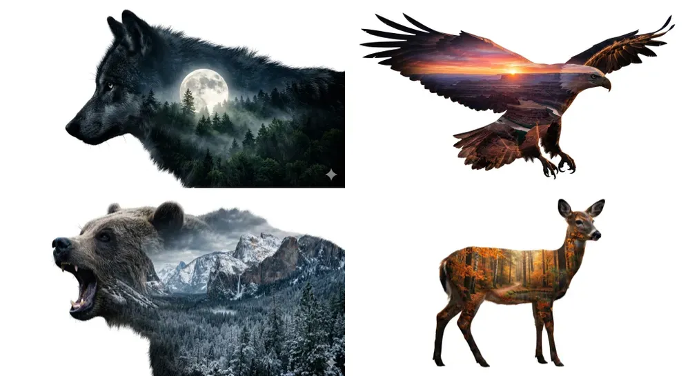 Double Exposure Animal Portraits