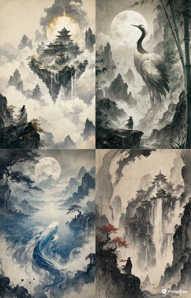 Ink Scroll Fantasy Illustrations