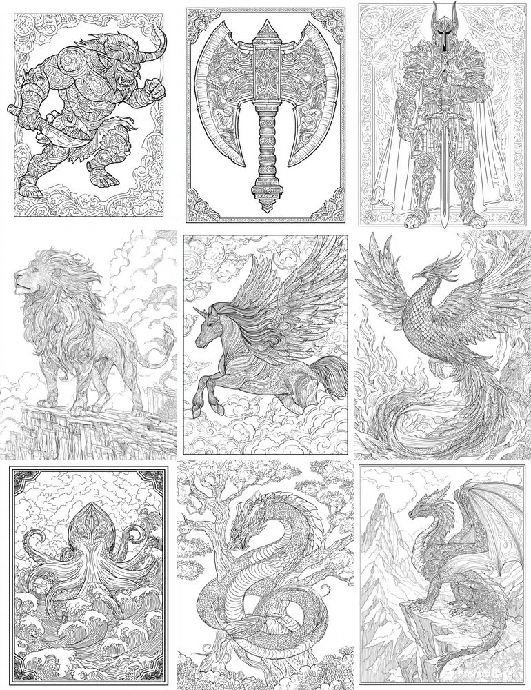 Mythical Coloring Book Pages