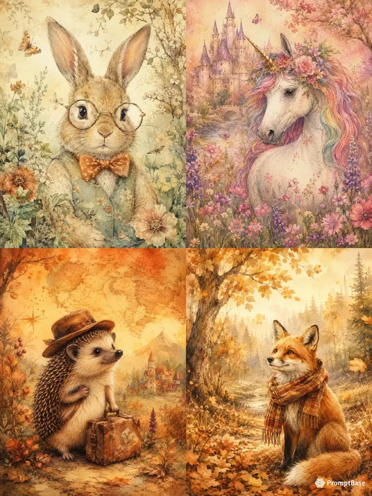 Whimsical Animal Junk Journal Pages
