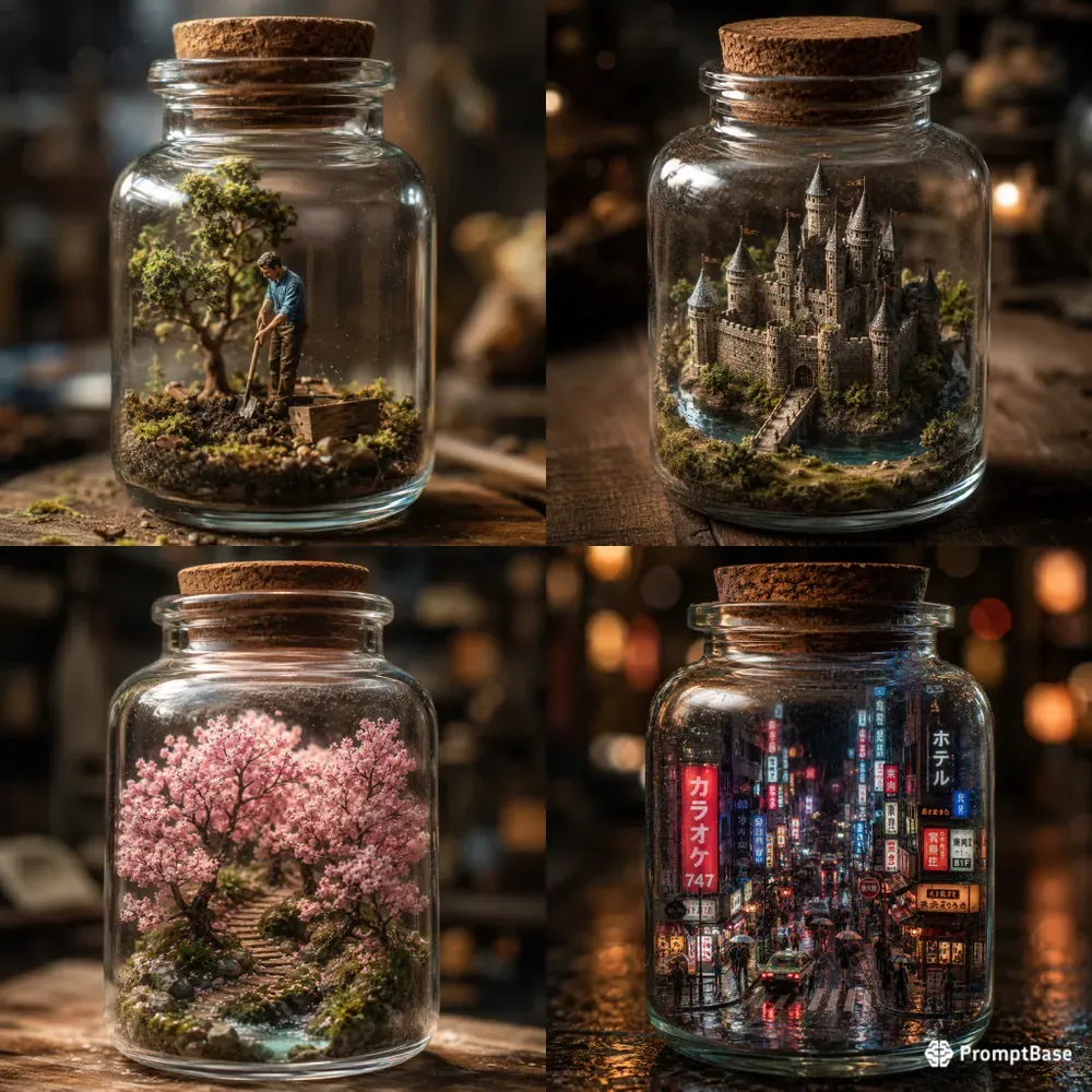 Tiny World Diorama Glass Jar Style