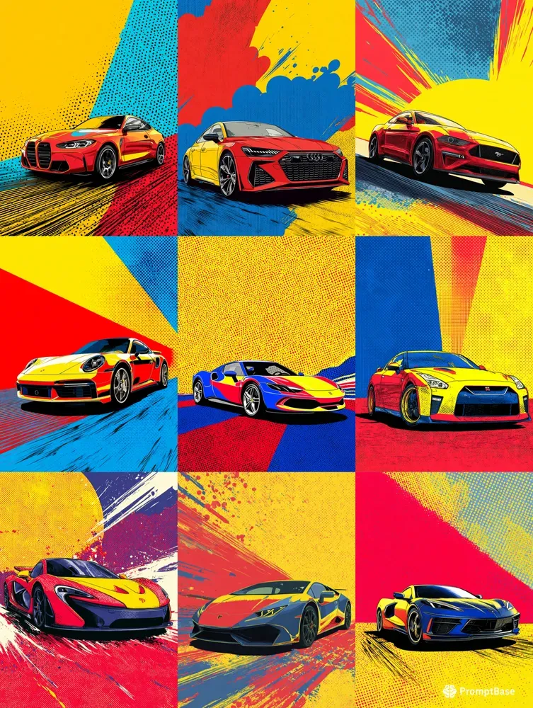 Retro Pop Art Sports Cars