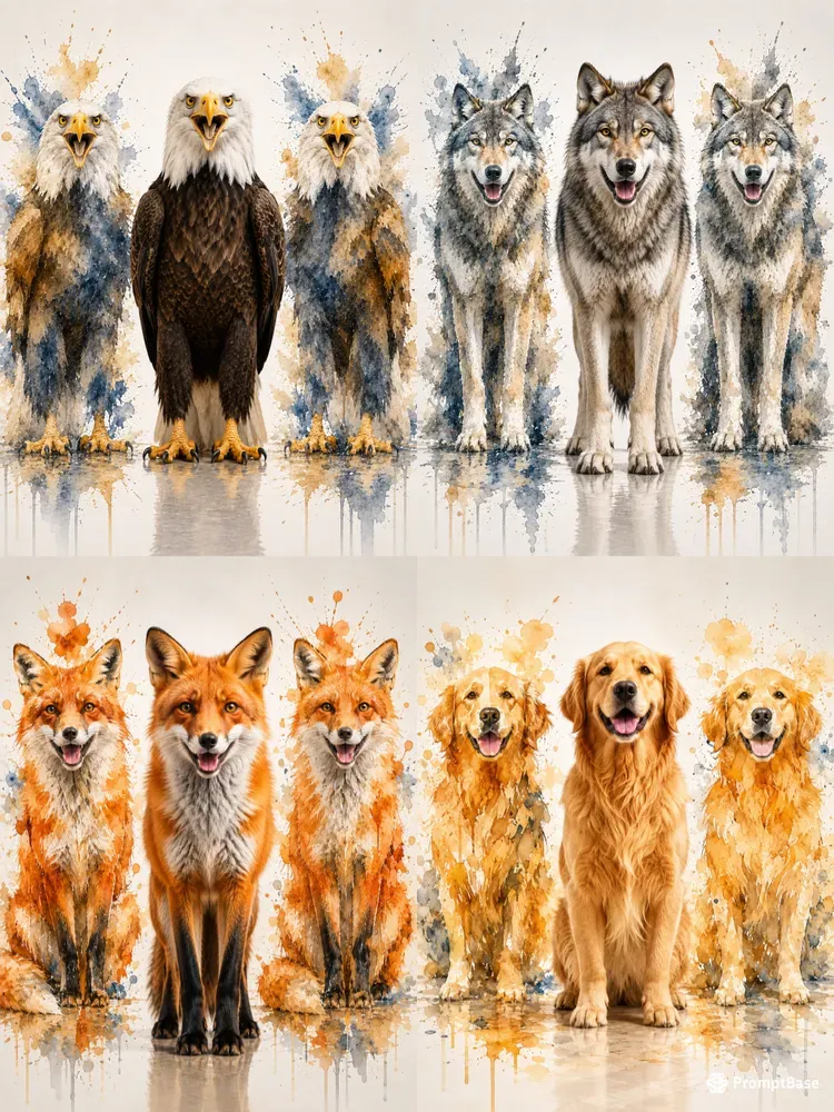 Watercolor Animal Clones