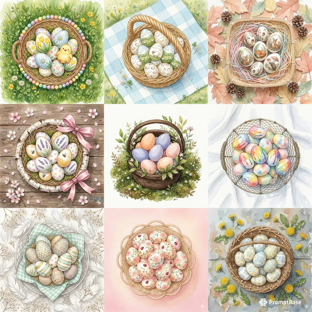Pastel Watercolor Easter Baskets