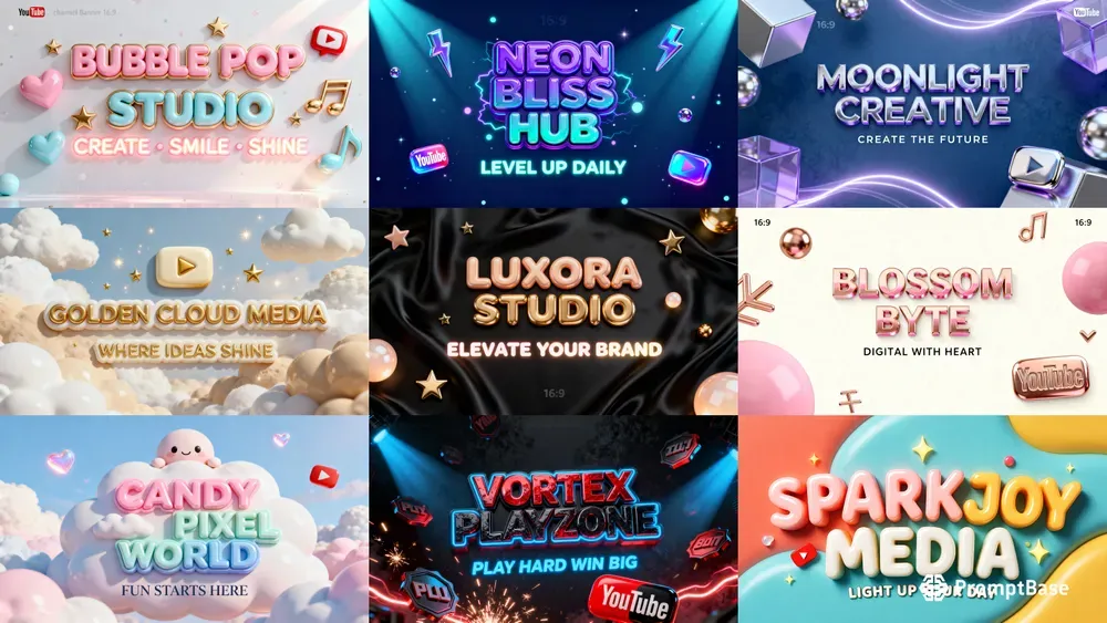 3D Cute YouTube Banners