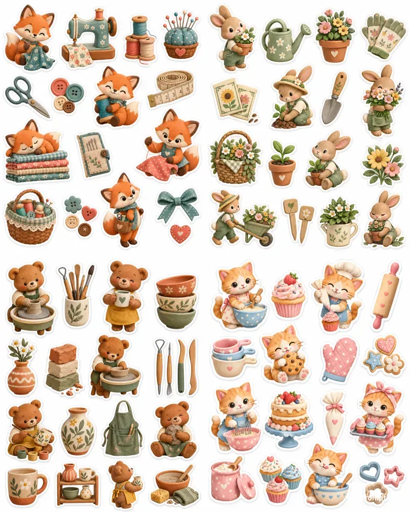 3D Clay Hobby Sticker Sheets