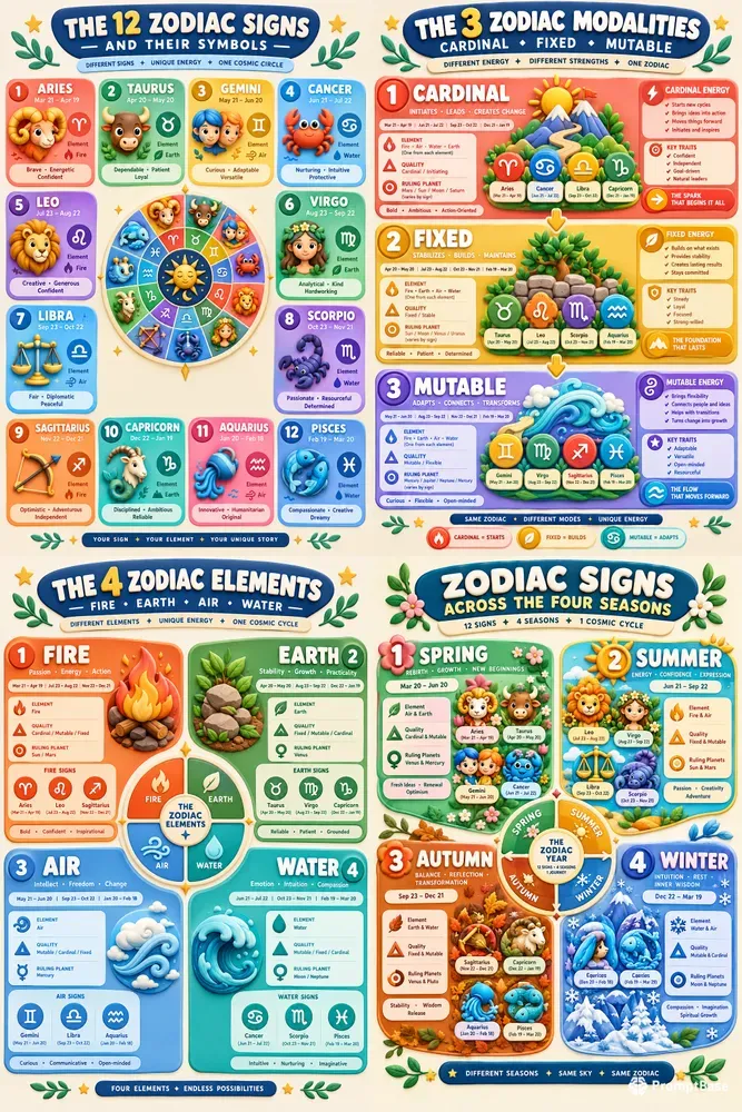 3D Zodiac Infographic Charts