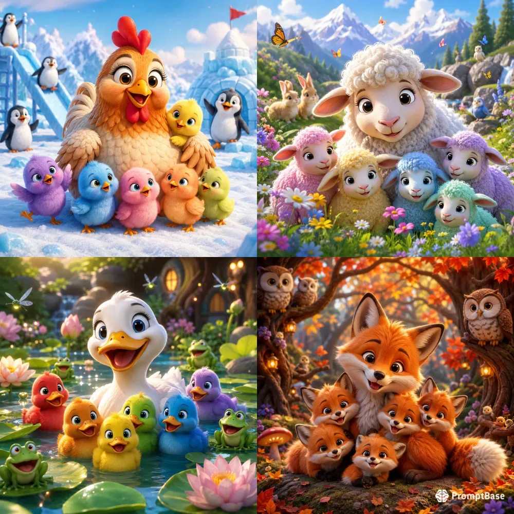 Whimsical Animal Family Adventures