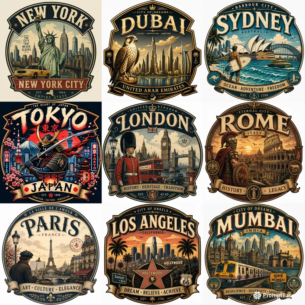 Vintage City Emblem Generator For Tshirts