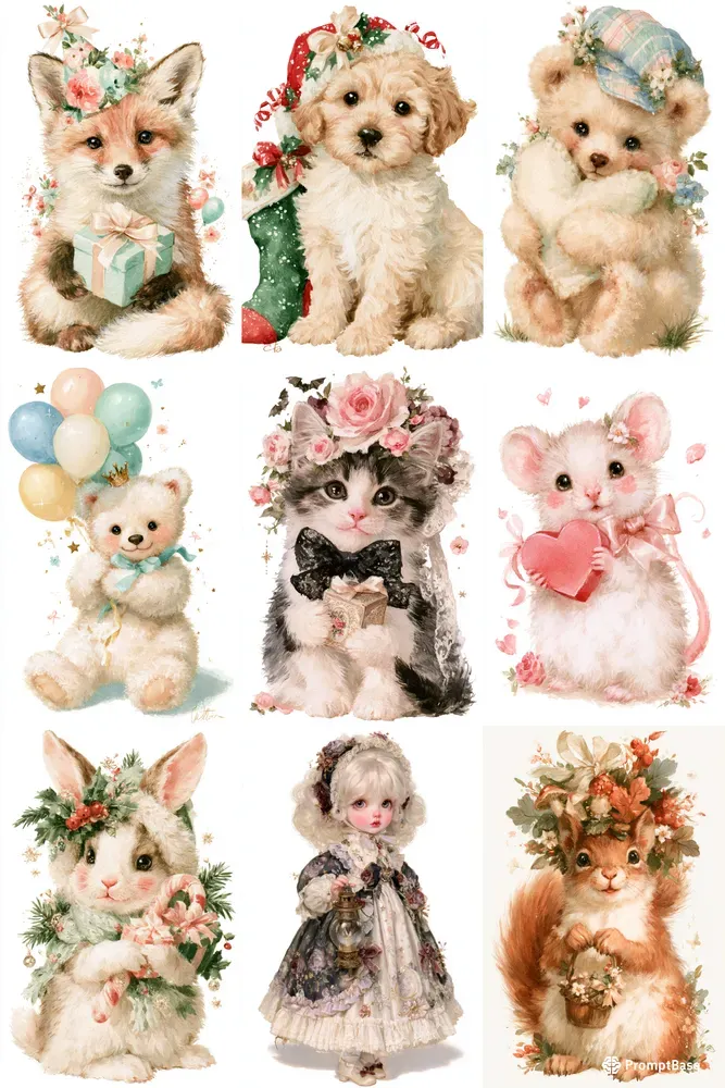 Cute Pastel Watercolor Clipart Sheets