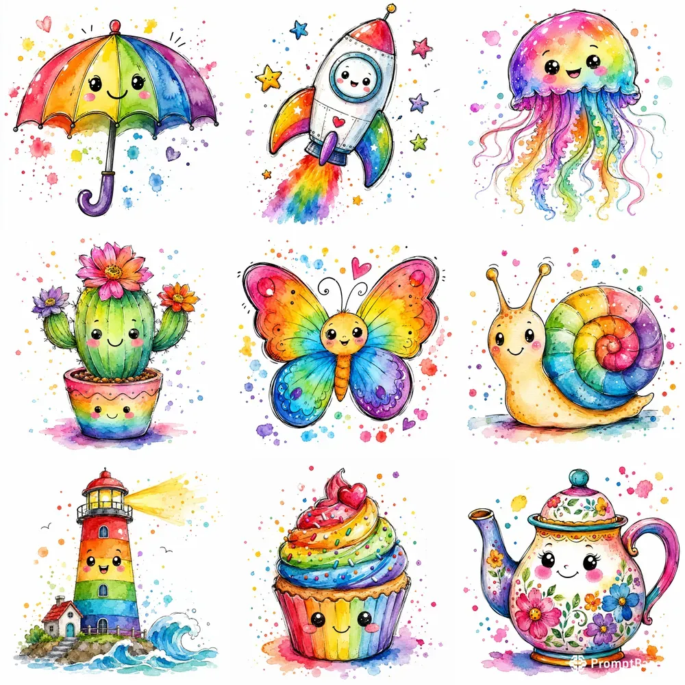 Whimsical Smiling Doodles Art