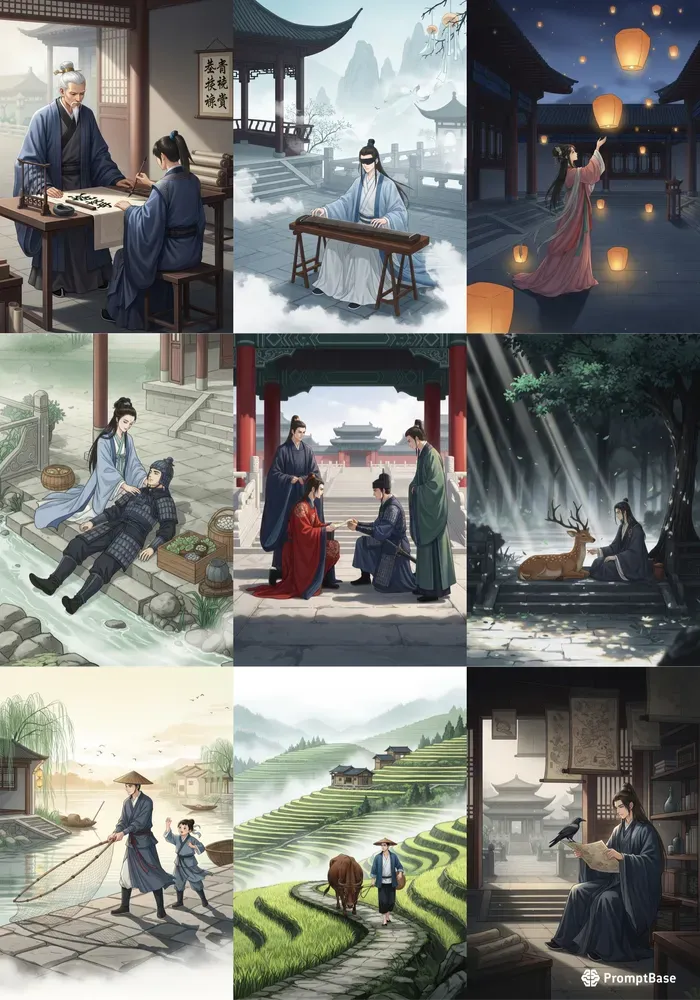 Ancient Chinese Ink Romance Scenes