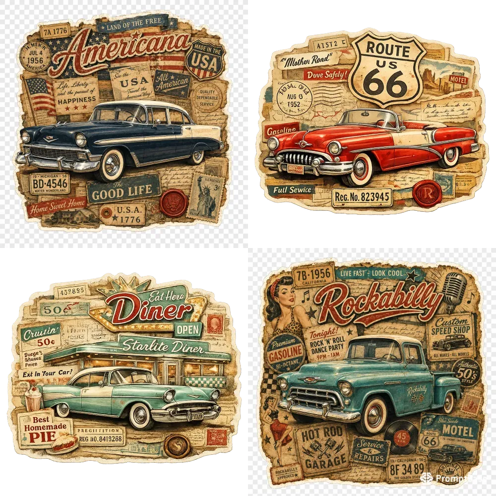 Vintage Classic Car Stickers