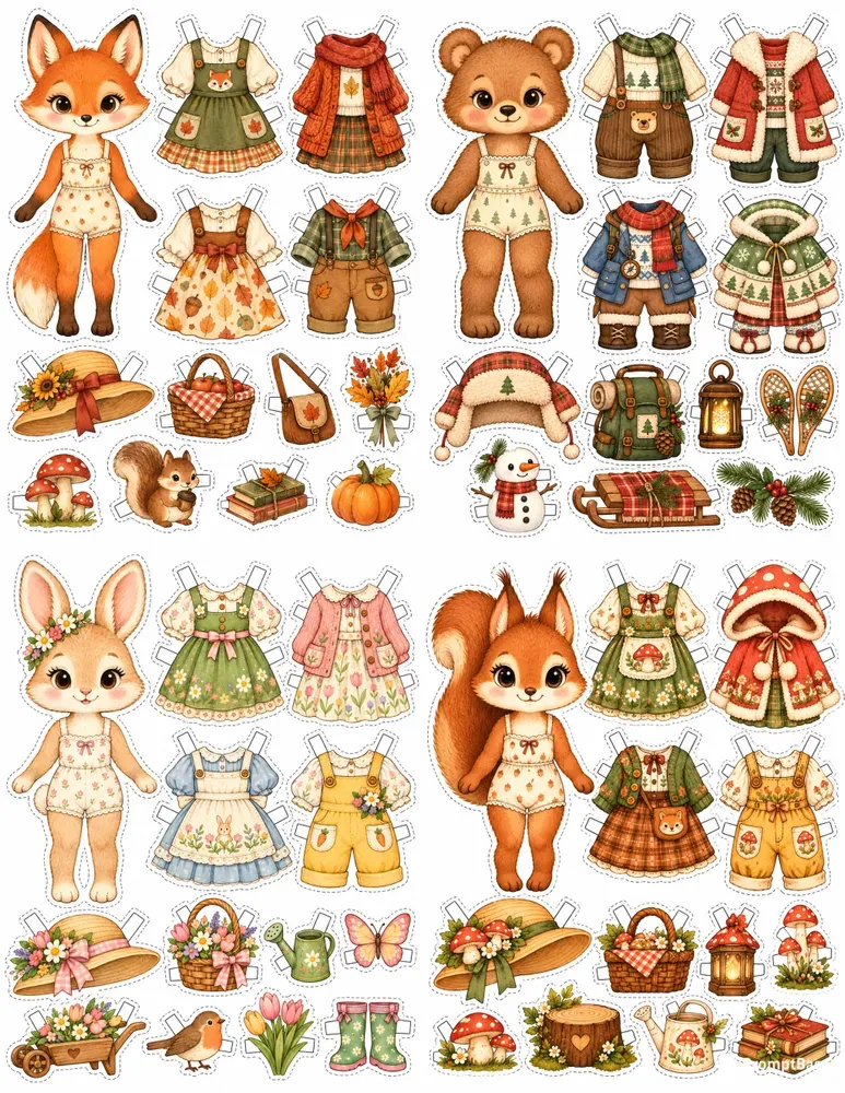 Cute Forest Friends Paper Doll Generator