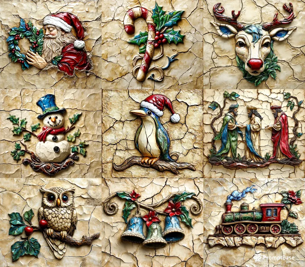 Viral Vintage 3D Christmas Stone Art