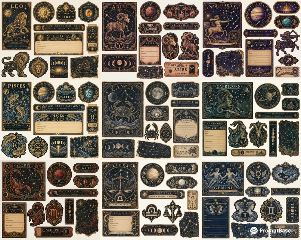 Astrology Zodiac Ephemera Sheets