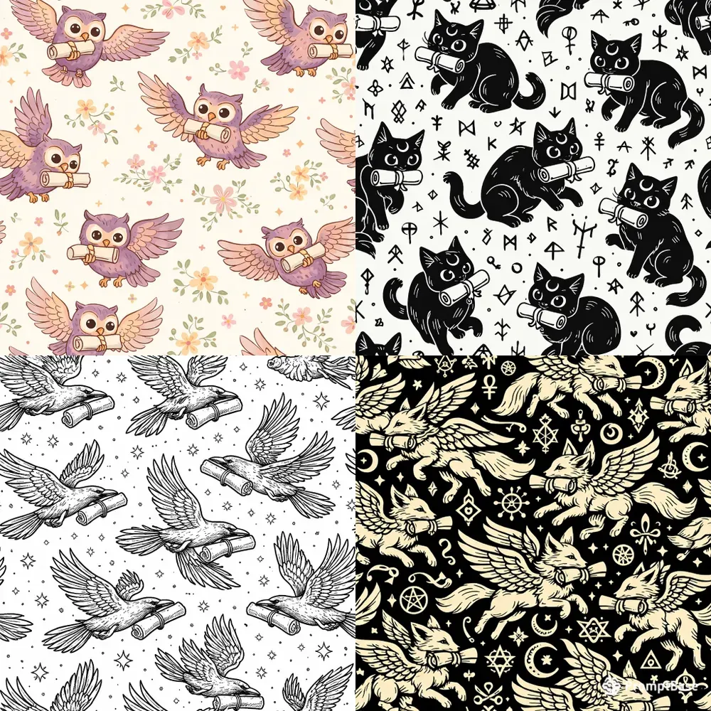 Seamless Mystical Animal Pattern Sets