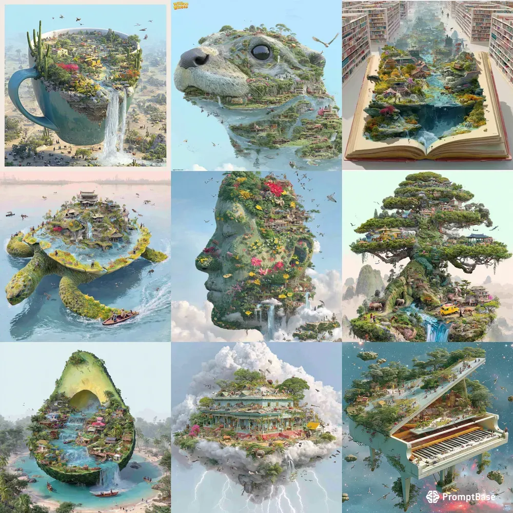 Surreal 3d Miniature Fantasy World Art