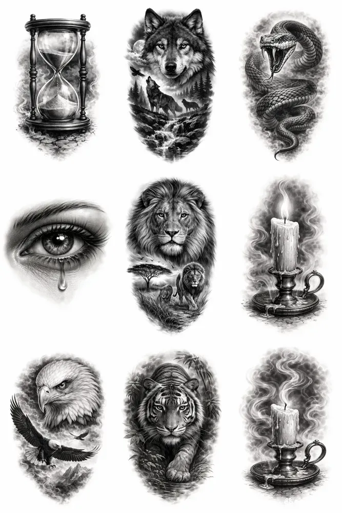 Black Gray Realistic Tattoo Designs