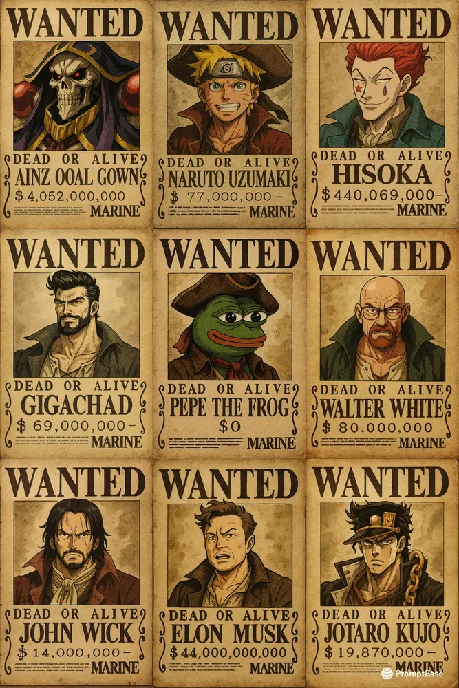 One Piece Wanted Bounty Posters