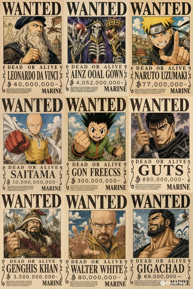 One Piece Wanted Bounty Posters