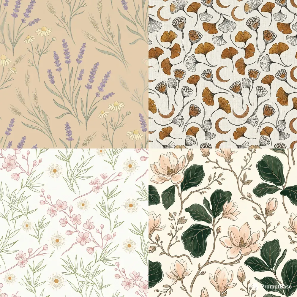 Seamless Boho Floral Pattern Art