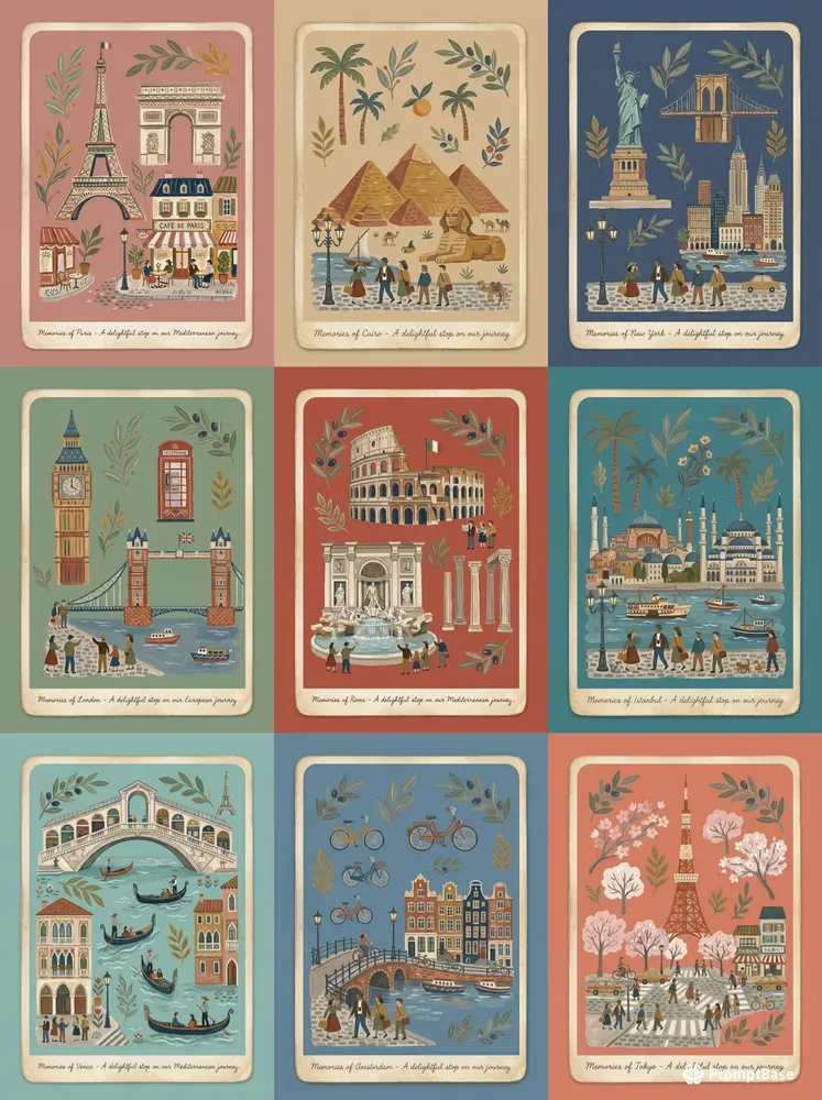 World Folk Travel Landmark Card Studios