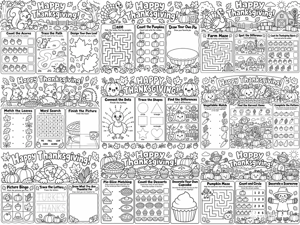 Thanksgiving Kids Activity Placemats