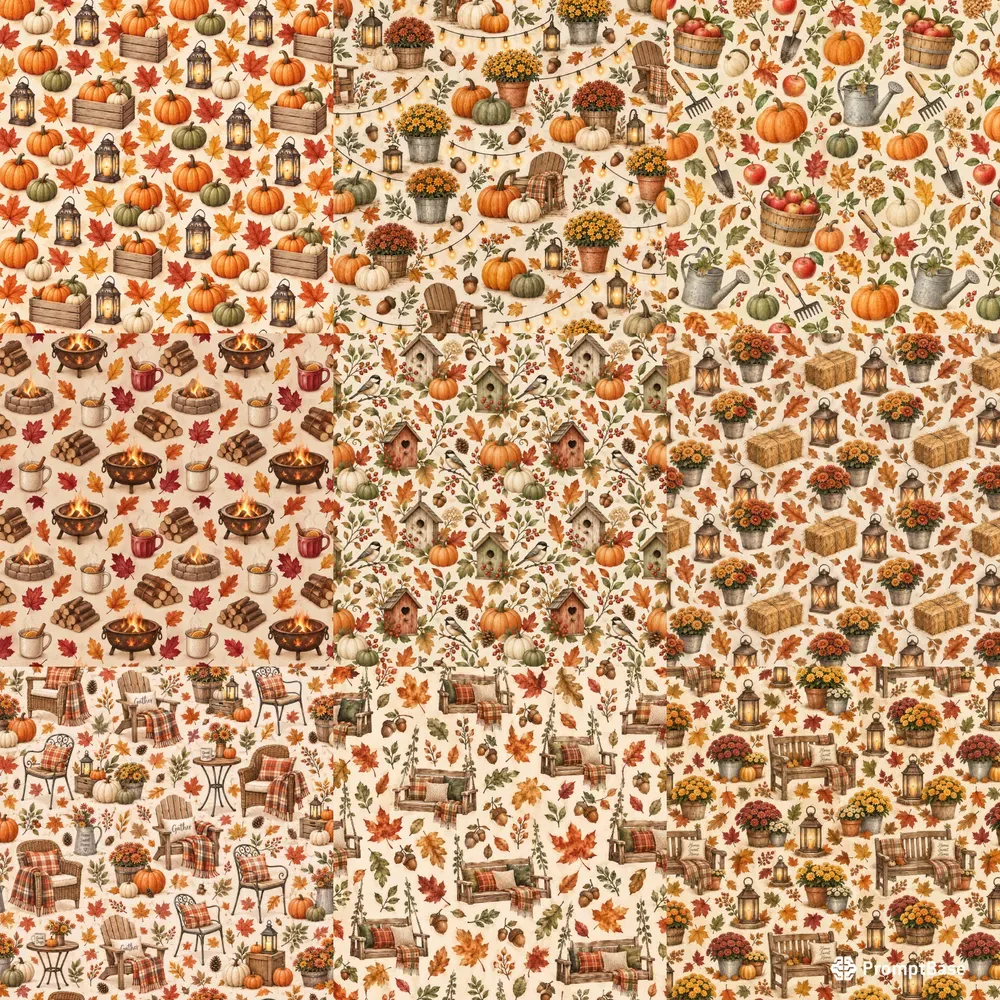 Cozy Fall Backyard Seamless Patterns