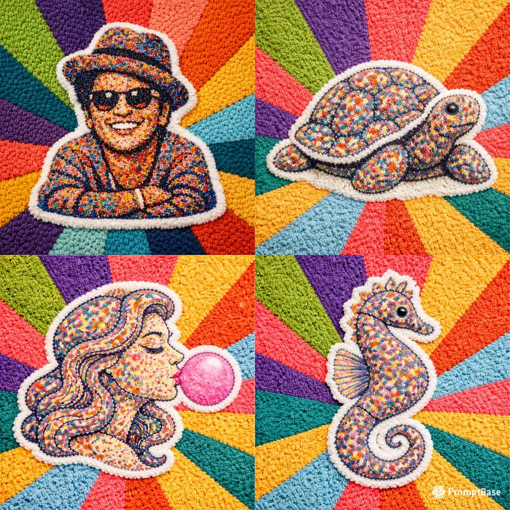 Textured Wool Art Rug Animal Portraits