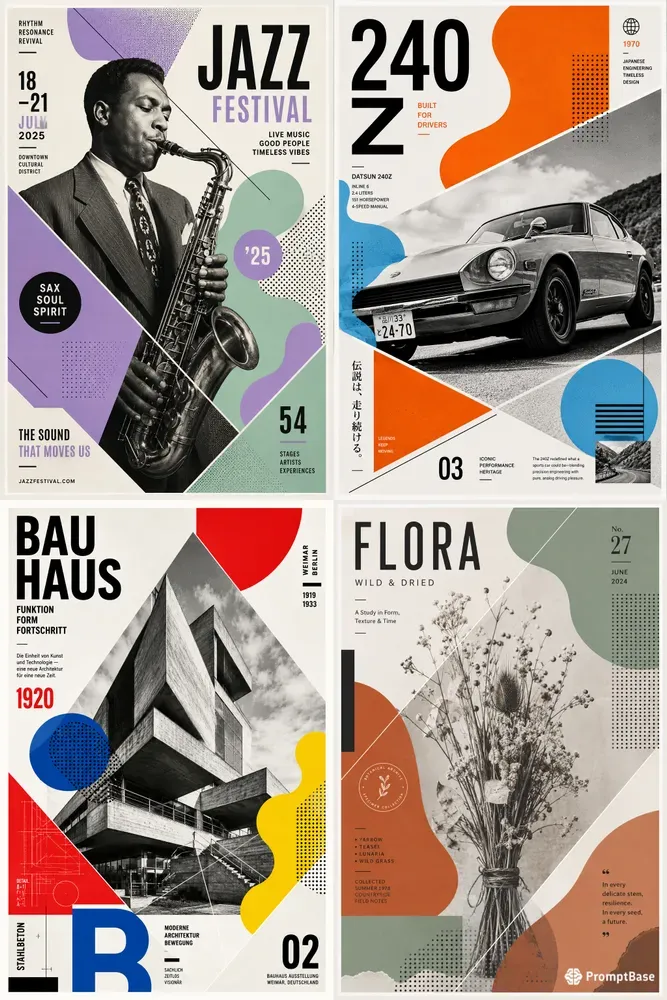 Retro Mixed Media Collage Posters