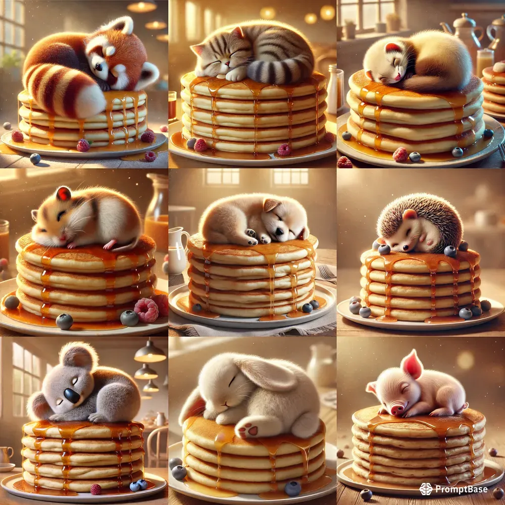 Cute Sleepy Pancake Animals Sweet Dreams