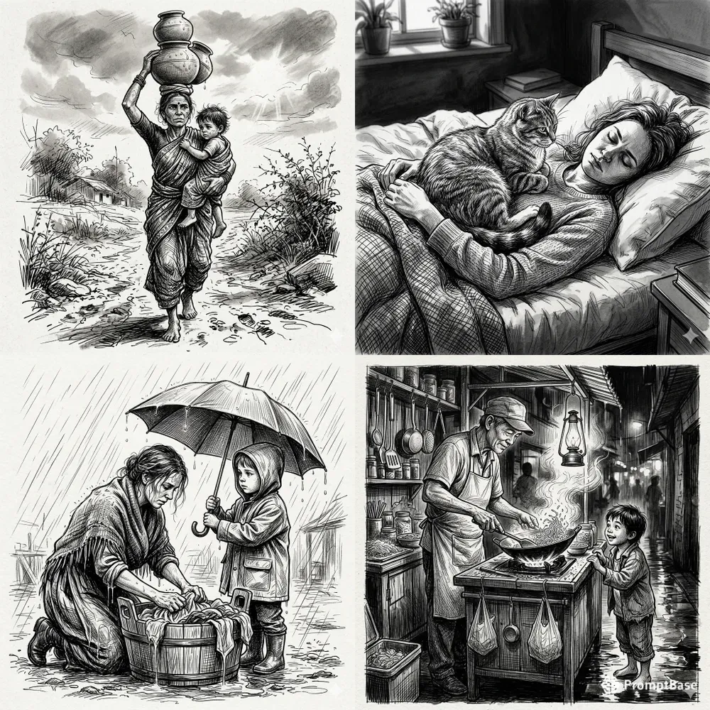 Emotional Black White Sketches