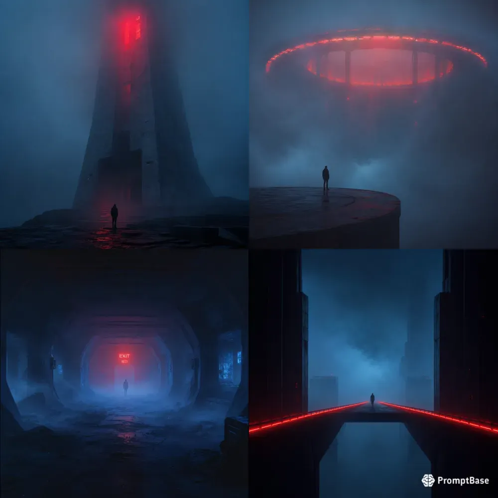 Blue Fog Red Neon Scifi Stills