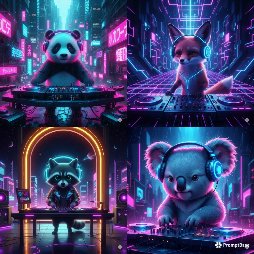 Cyberpunk Animal Dj Synthwave Beats