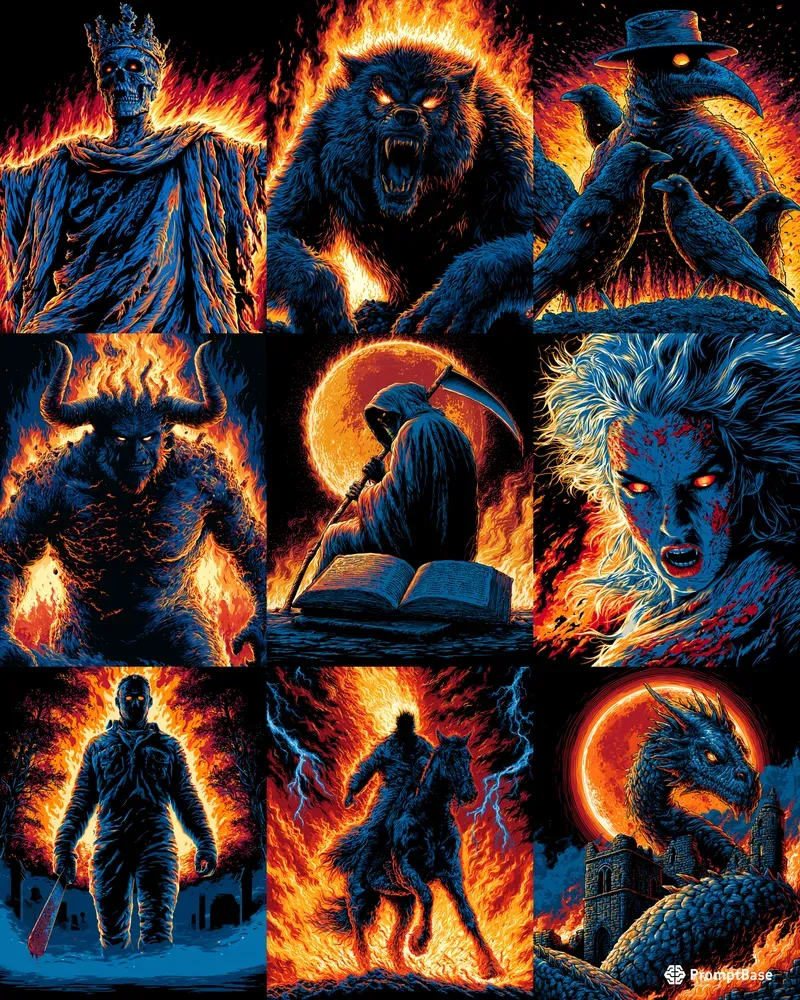 Neon Horror Posters