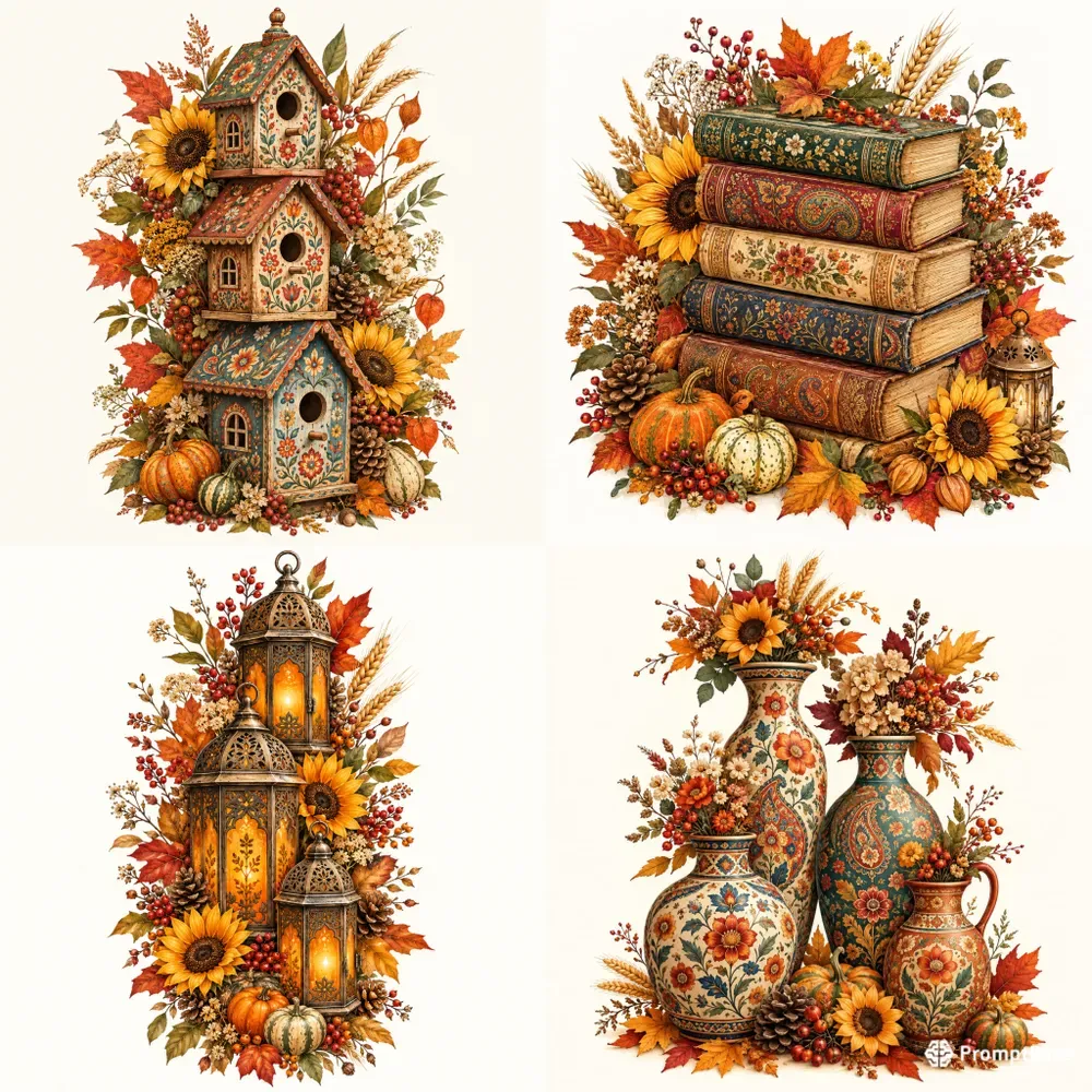 Ornate Autumn Folk Art