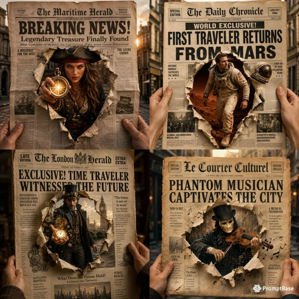 Vintage Newspaper Breakout Scenes