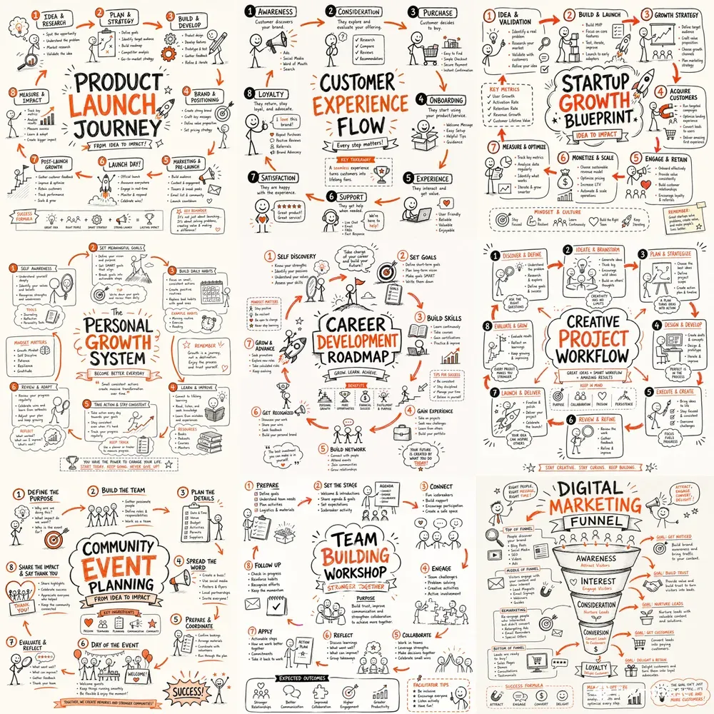 Hand Drawn Visual Process Infographics