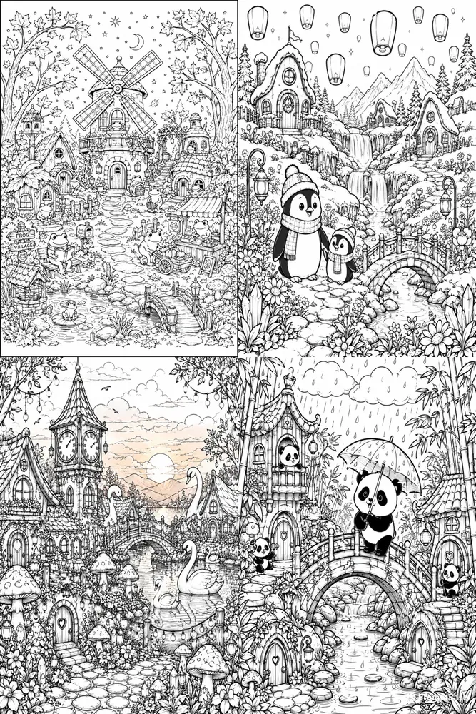 Animal Village Coloring Pages Ais