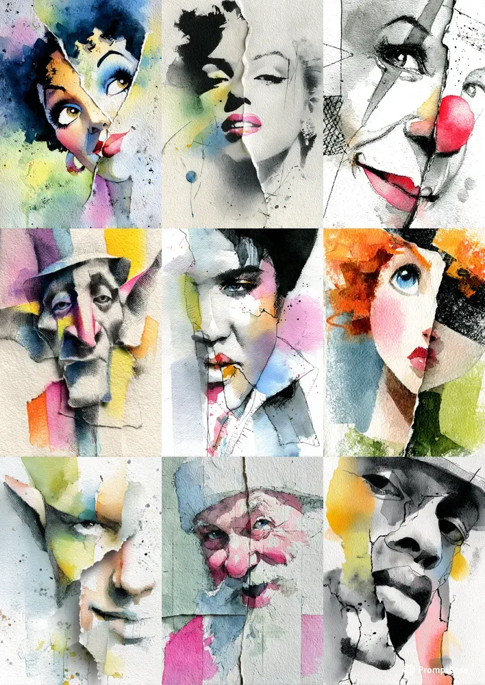 Expressive Watercolor Character Portraits